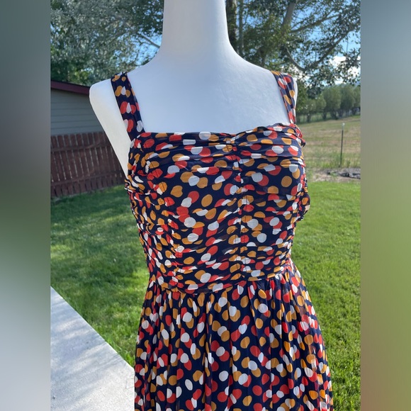 Anthropologie Maeve polka dot dress NWT Navy, Orange, Red, White - Picture 6 of 13